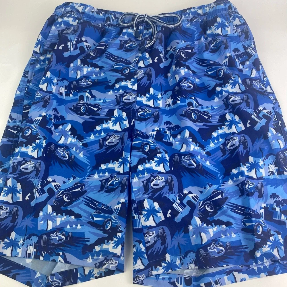 NWT Peter Millar Seaside Monaco Madness ATL Blue w/Koozie Swim Trunks Suit $98